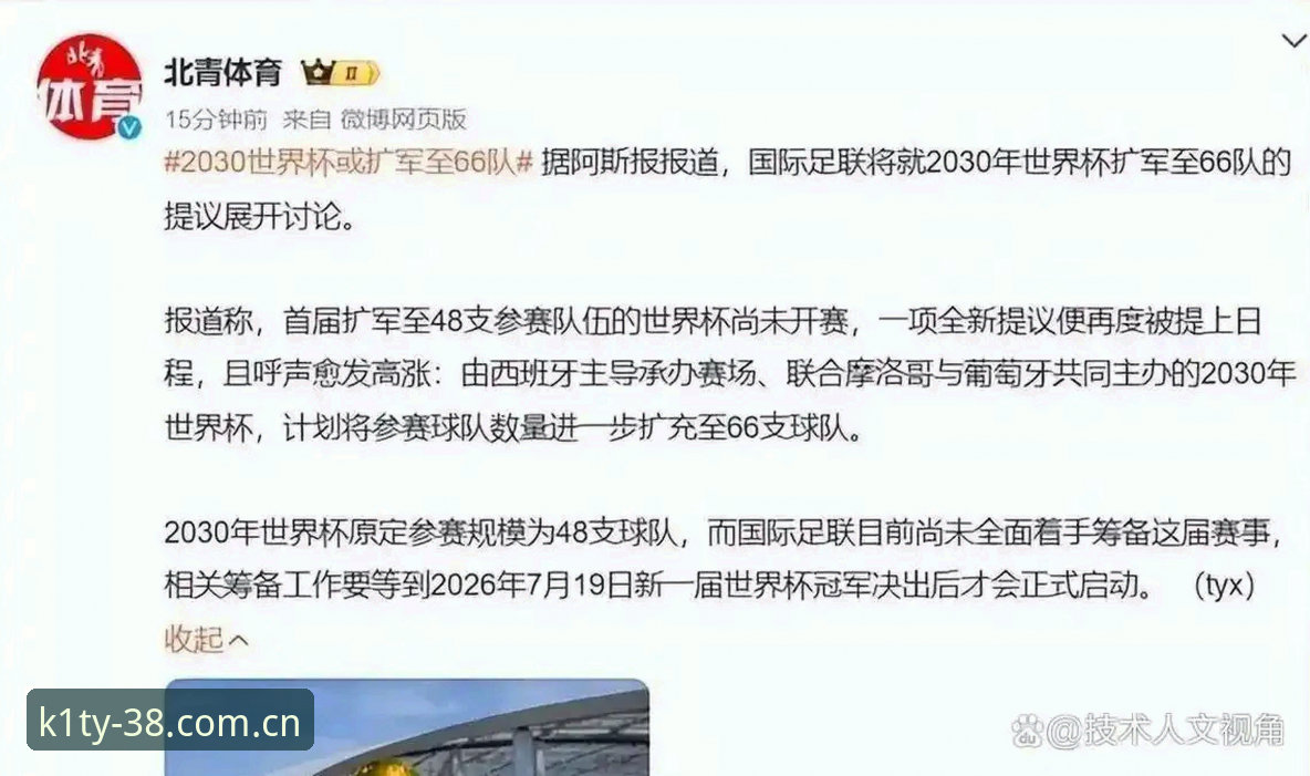 2030世界杯拟扩军至66队，中国男足迎来历史性机遇——K1体育平台深度解析最新动态